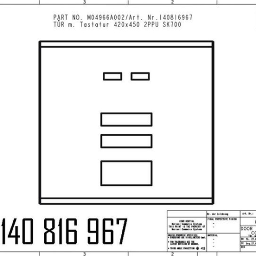 140816967 - DOOR M. DISPLAY U. 10ER KEYBOARD POWDER COATED.   2 PPU